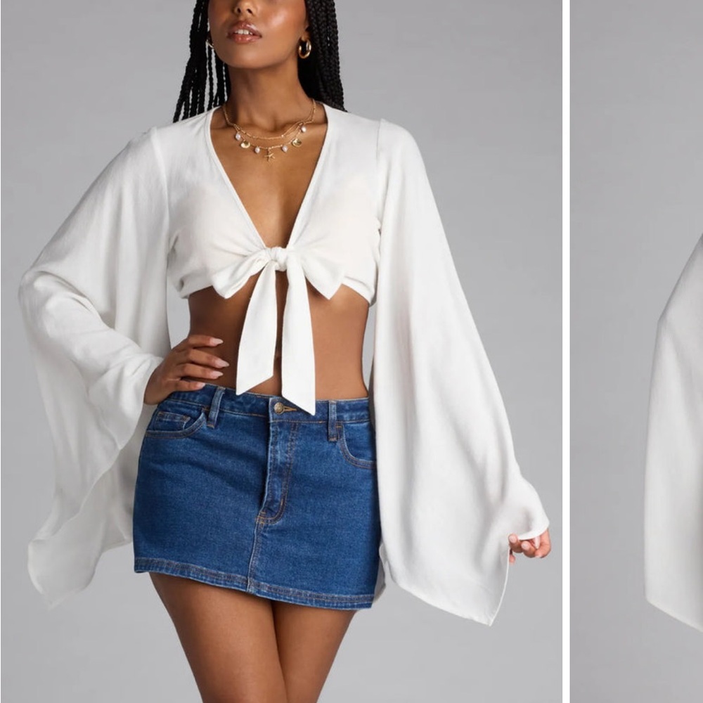 White Tie-Front Blouse